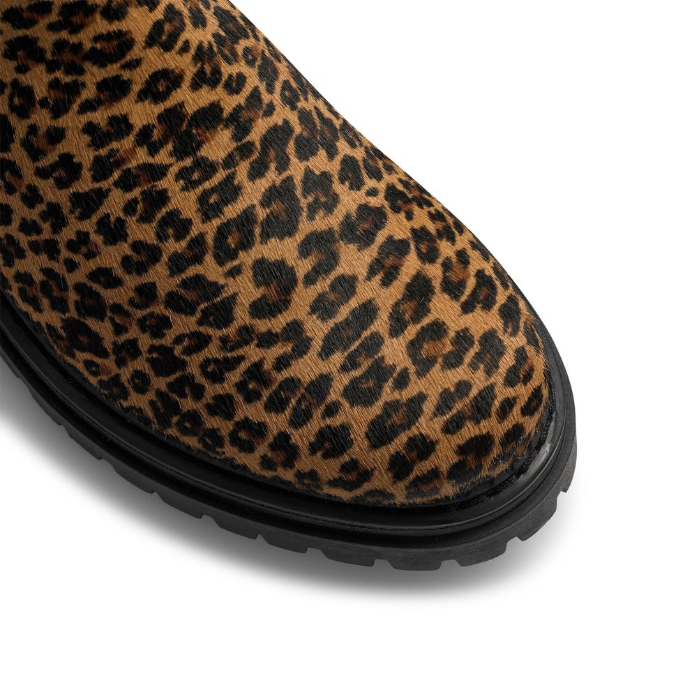Leopard Russell And Bromley Company Combat Women's Chelsea Boots | CA-3216D