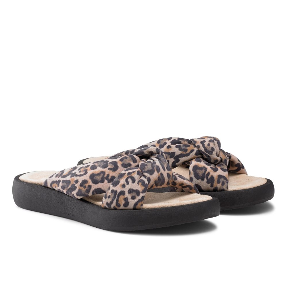 Leopard Russell And Bromley Dallas Knot Women's Flat Sandals | CA-7985V