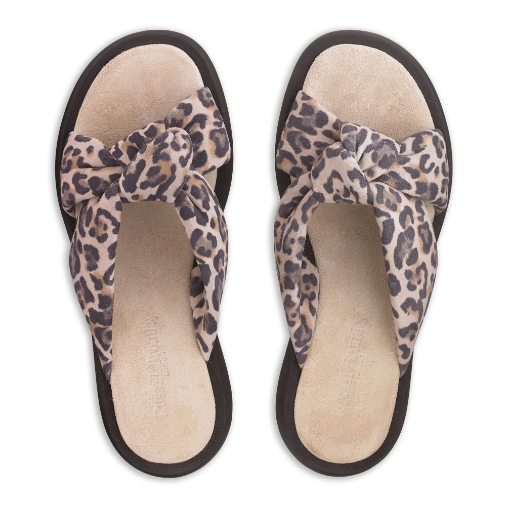 Leopard Russell And Bromley Dallas Knot Women's Flat Sandals | CA-7985V