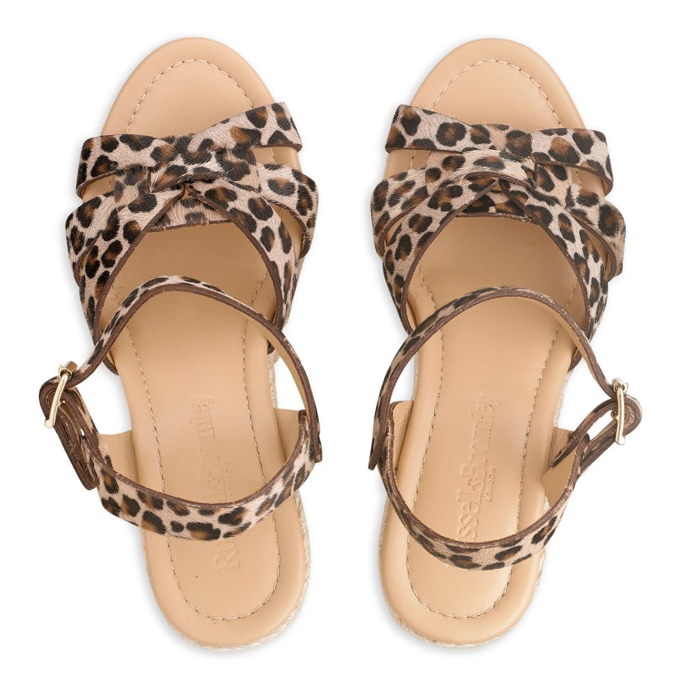 Leopard Russell And Bromley Headspin Woven Espadrille Women's Wedges | CA-0649Q