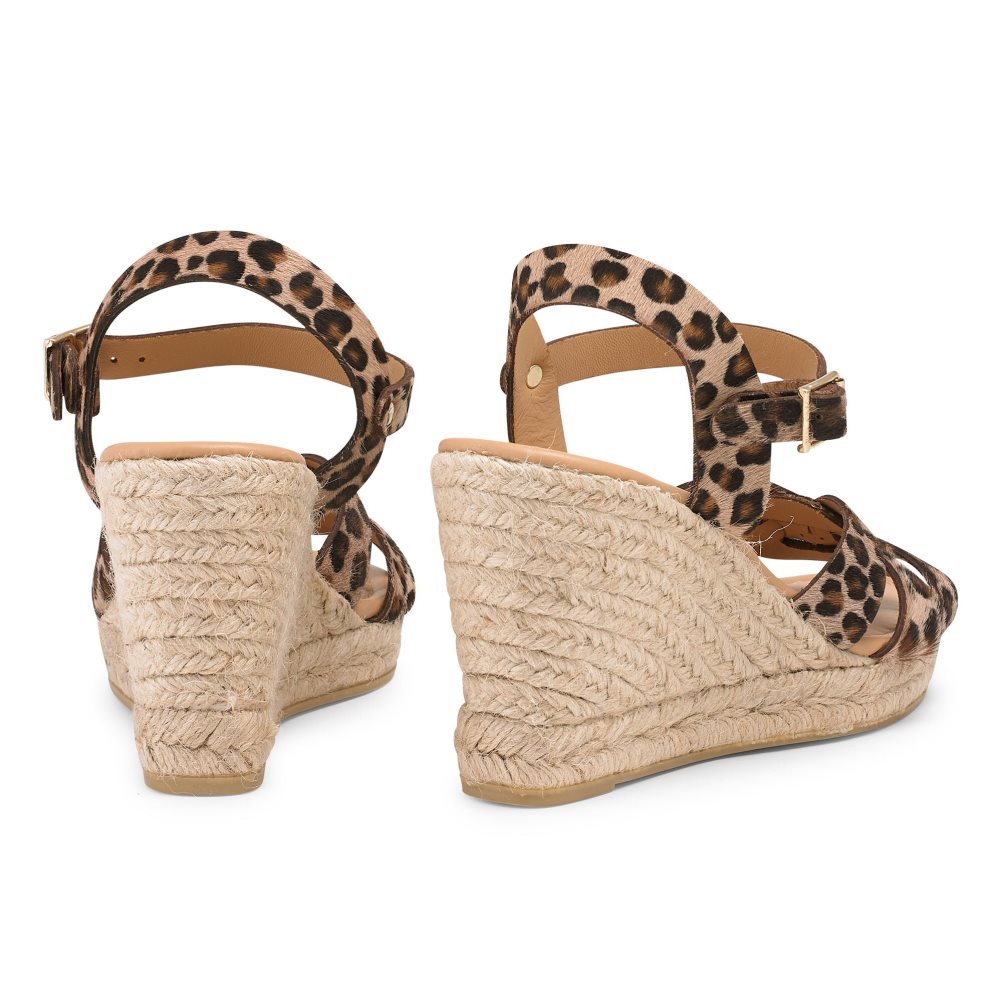 Leopard Russell And Bromley Headspin Woven Espadrille Women's Wedges | CA-0649Q