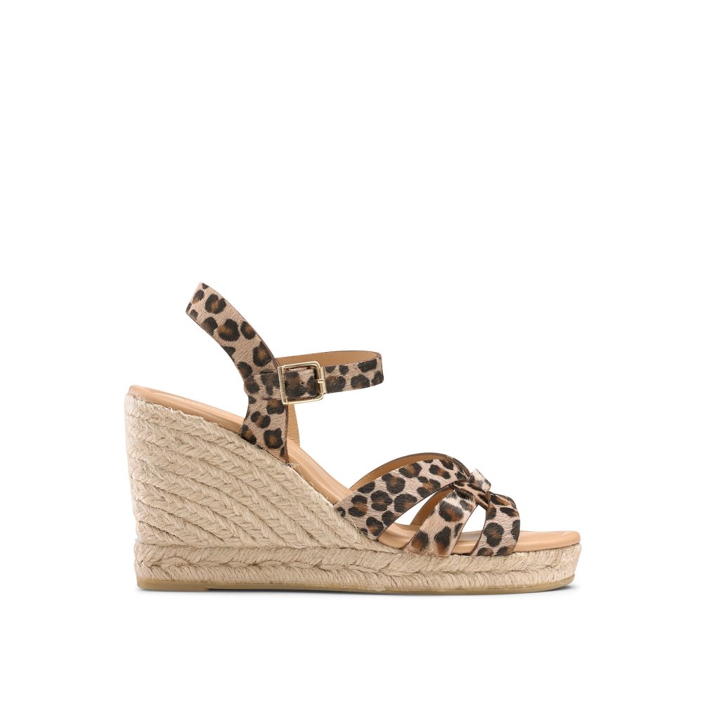 Leopard Russell And Bromley Headspin Woven Espadrille Women\'s Wedges | CA-0649Q