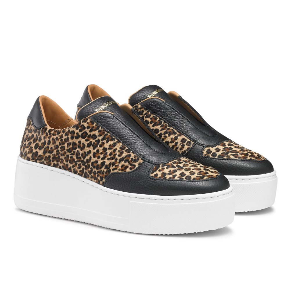 Leopard Russell And Bromley Park Ave Laceless Women's Platform Shoes | CA-4107I