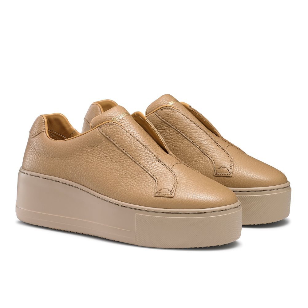 Light Brown Russell And Bromley Park Up Flatform Laceless Women's Platform Shoes | CA-1730S
