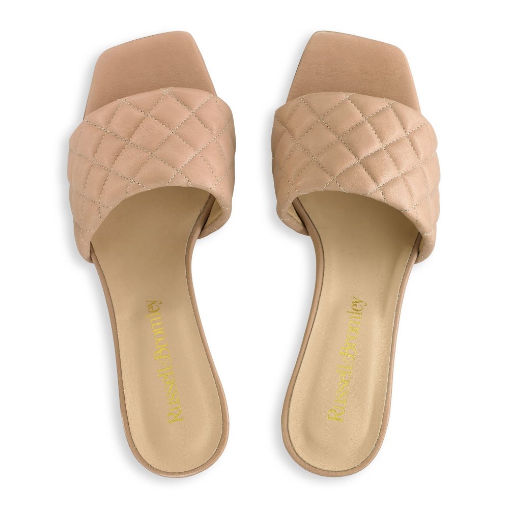 Light Brown Russell And Bromley Quiltbloc Quilted Block Women's Mules | CA-5291T