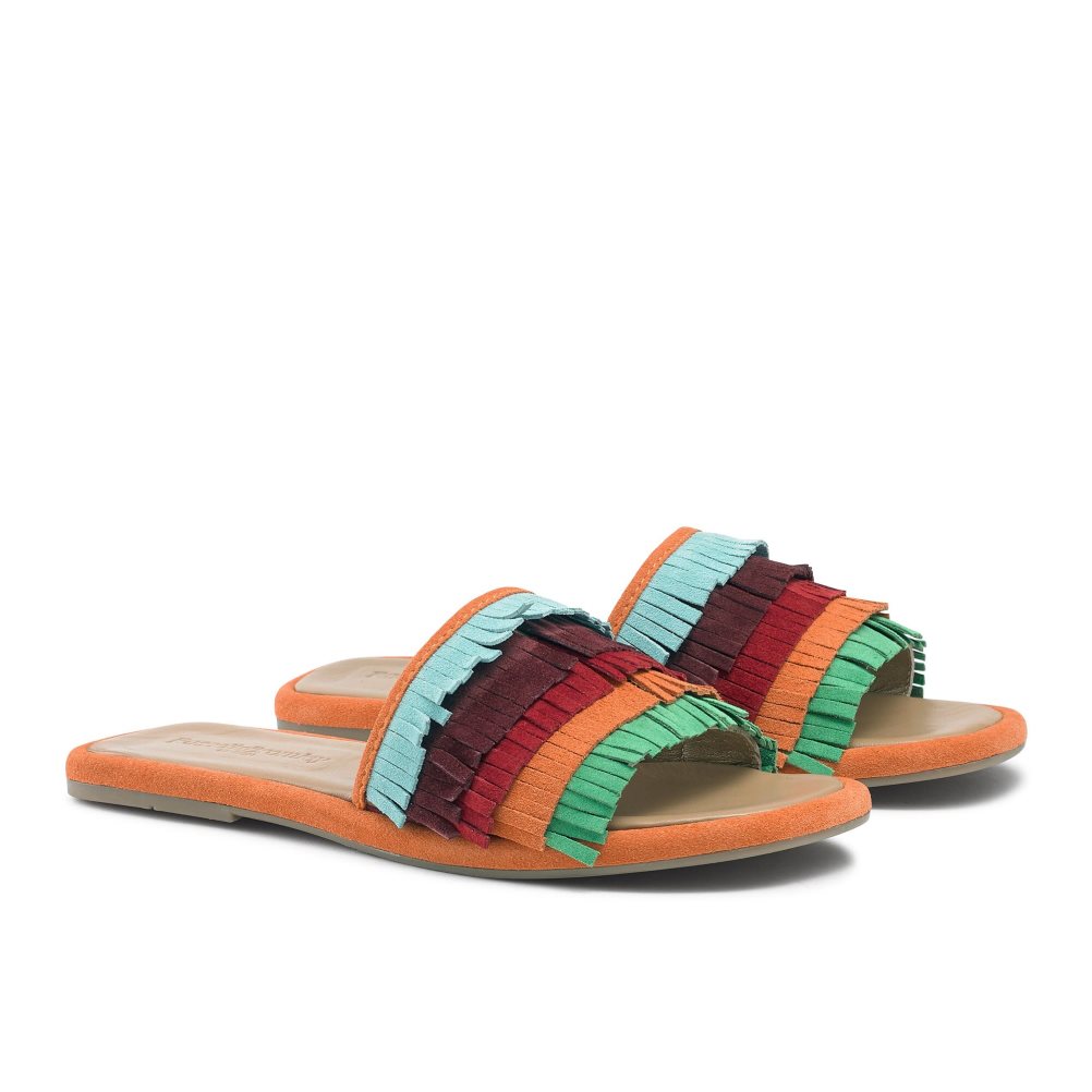 Multicolor Russell And Bromley Cascade Fringe Women's Slippers | CA-5639Z