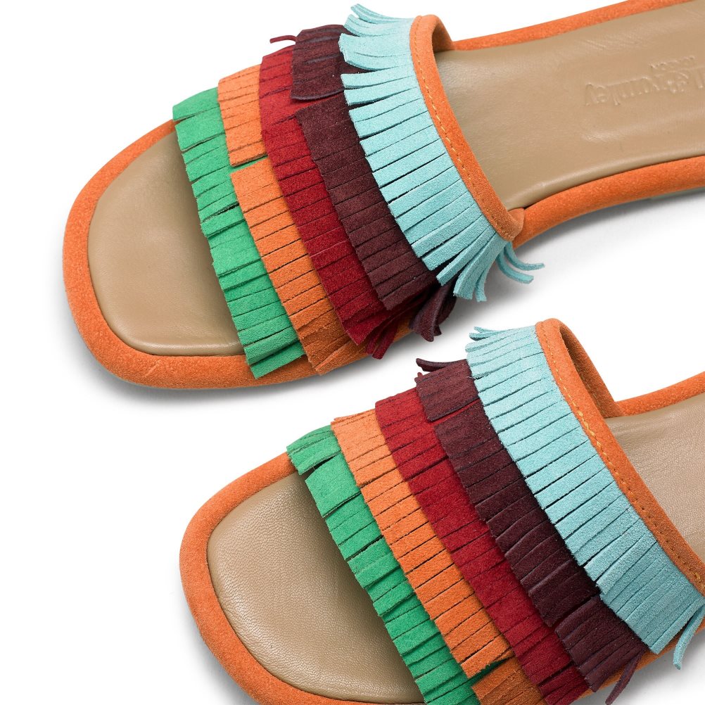 Multicolor Russell And Bromley Cascade Fringe Women's Slippers | CA-5639Z