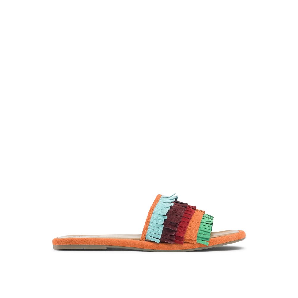 Multicolor Russell And Bromley Cascade Fringe Women\'s Slippers | CA-5639Z