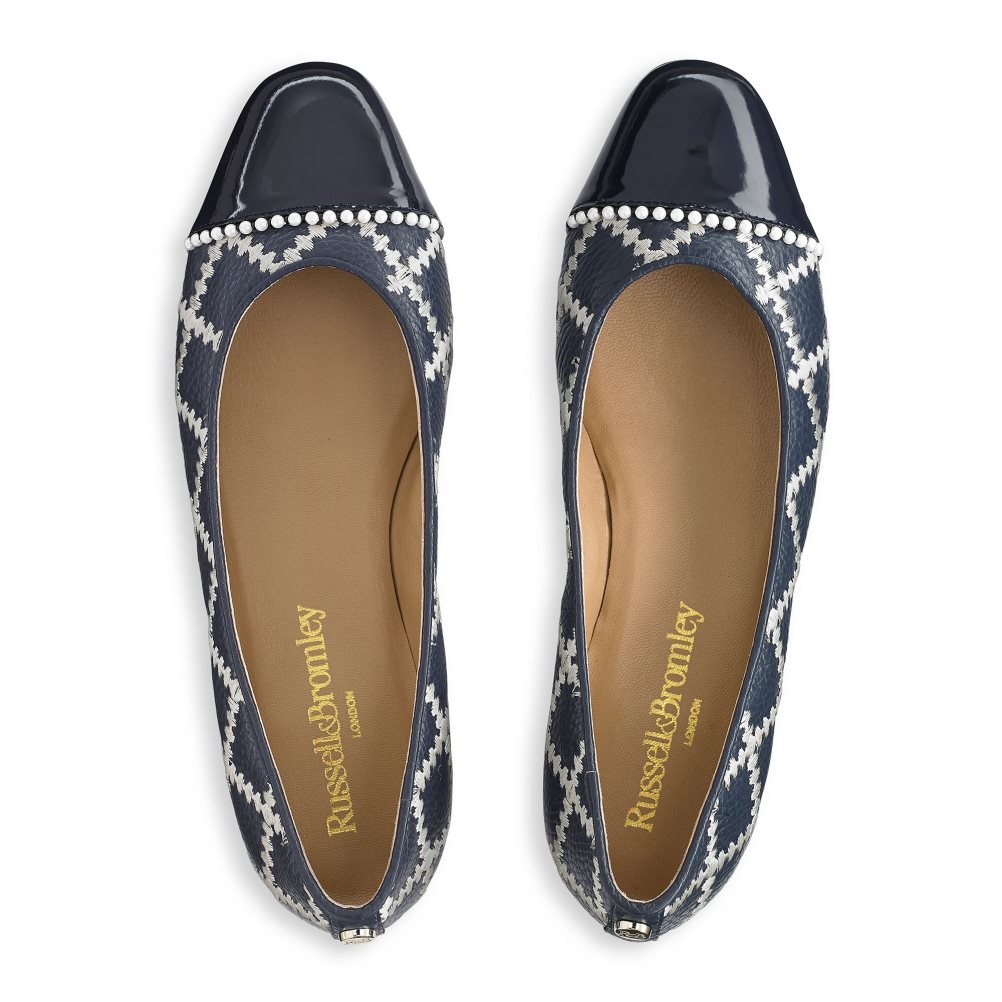 Navy / Black Russell And Bromley Boulevard Pearl Women's Ballet Flats | CA-0392N