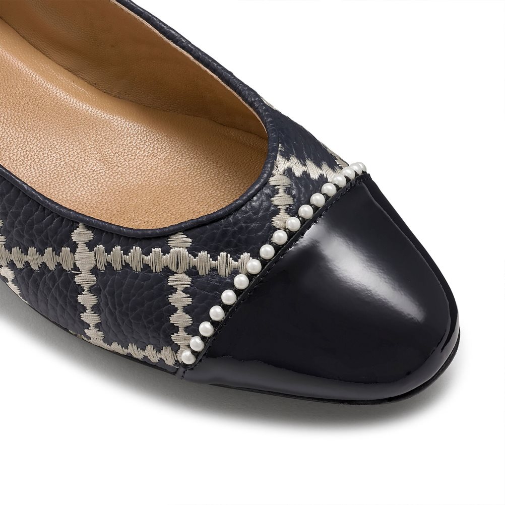 Navy / Black Russell And Bromley Boulevard Pearl Women's Ballet Flats | CA-0392N