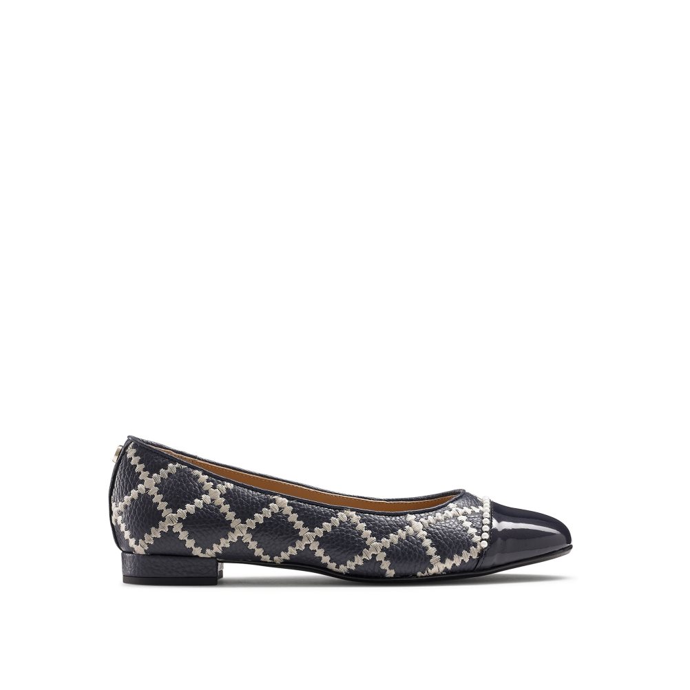 Navy / Black Russell And Bromley Boulevard Pearl Women\'s Ballet Flats | CA-0392N
