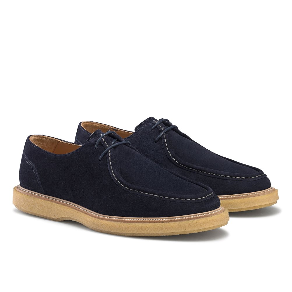 Navy Russell And Bromley Algonquin Crepe Sole Trappeur Men's Derby Shoes | CA-7432W