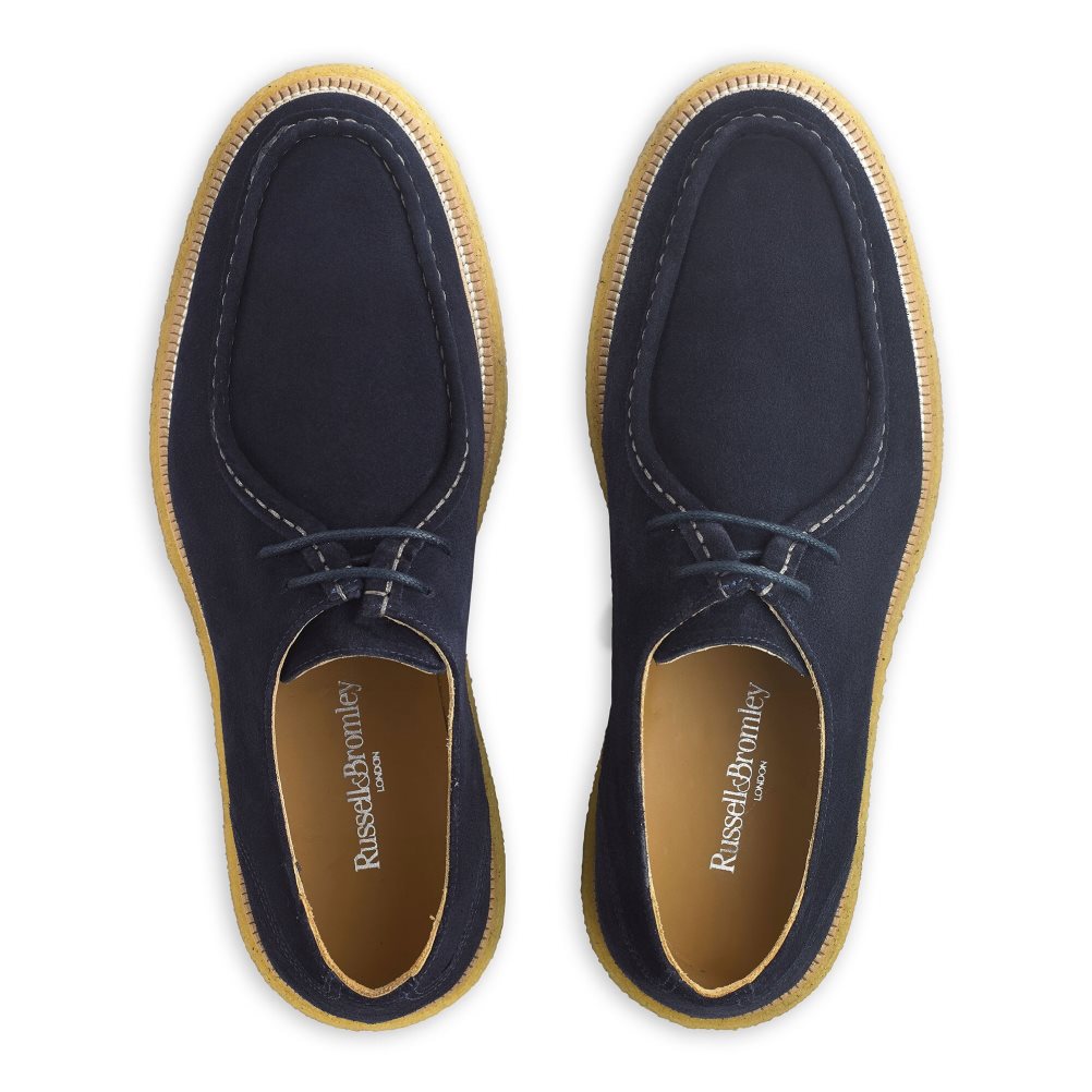 Navy Russell And Bromley Algonquin Crepe Sole Trappeur Men's Derby Shoes | CA-7432W