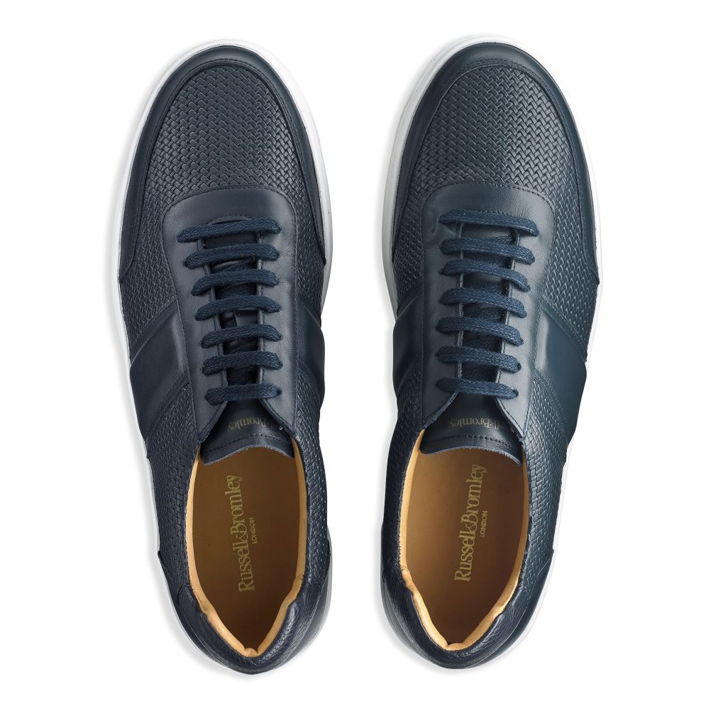 Navy Russell And Bromley Bowery Oxford Lace Men's Sneakers | CA-6320G