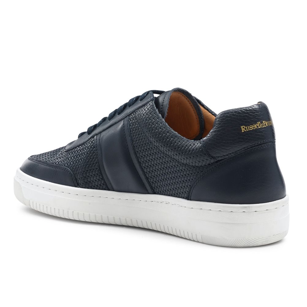 Navy Russell And Bromley Bowery Oxford Lace Men's Sneakers | CA-6320G