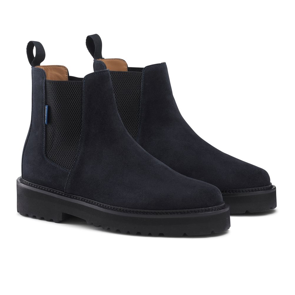 Navy Russell And Bromley Bruton Cleated Sole Men's Chelsea Boots | CA-2358P