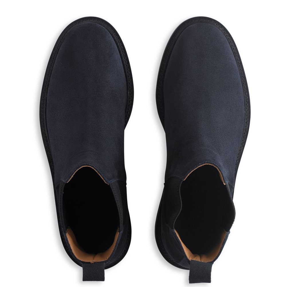 Navy Russell And Bromley Bruton Cleated Sole Men's Chelsea Boots | CA-2358P