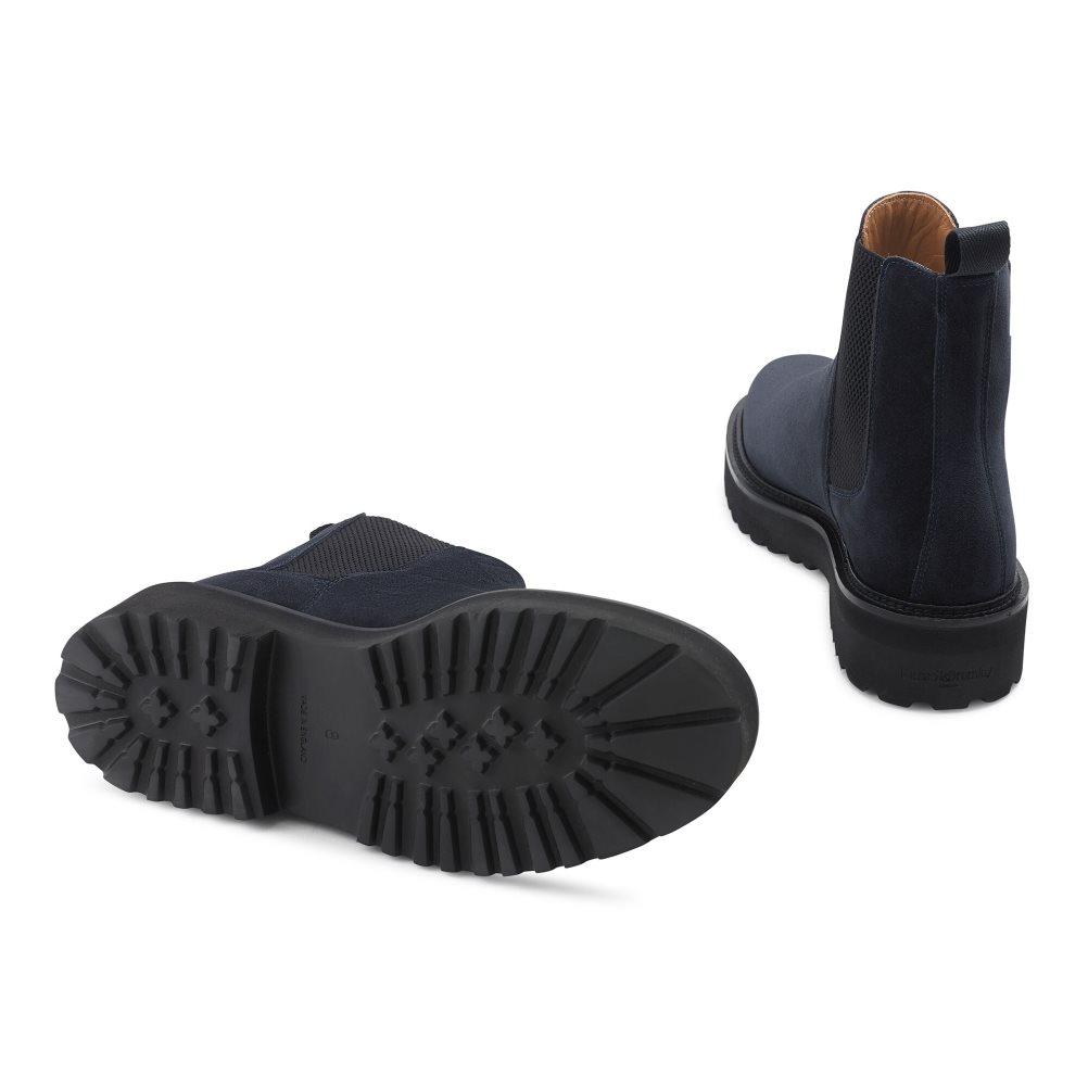 Navy Russell And Bromley Bruton Cleated Sole Men's Chelsea Boots | CA-2358P