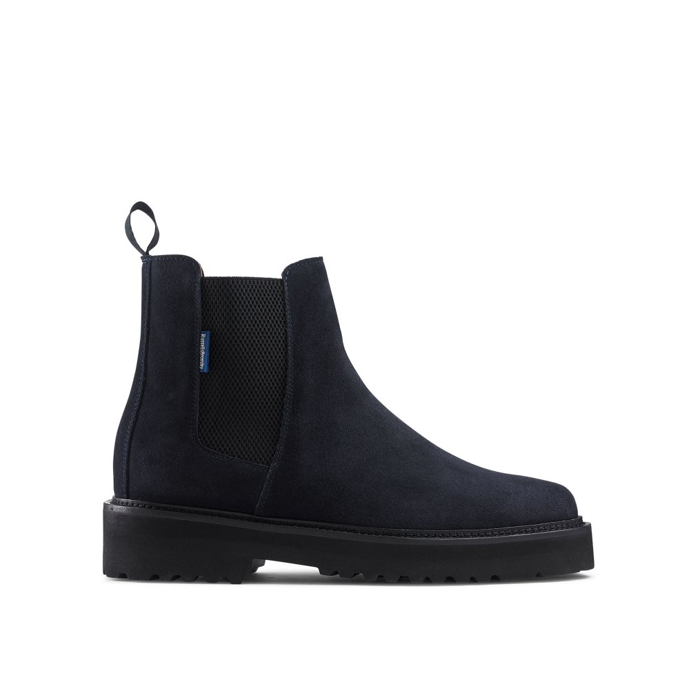 Navy Russell And Bromley Bruton Cleated Sole Men\'s Chelsea Boots | CA-2358P