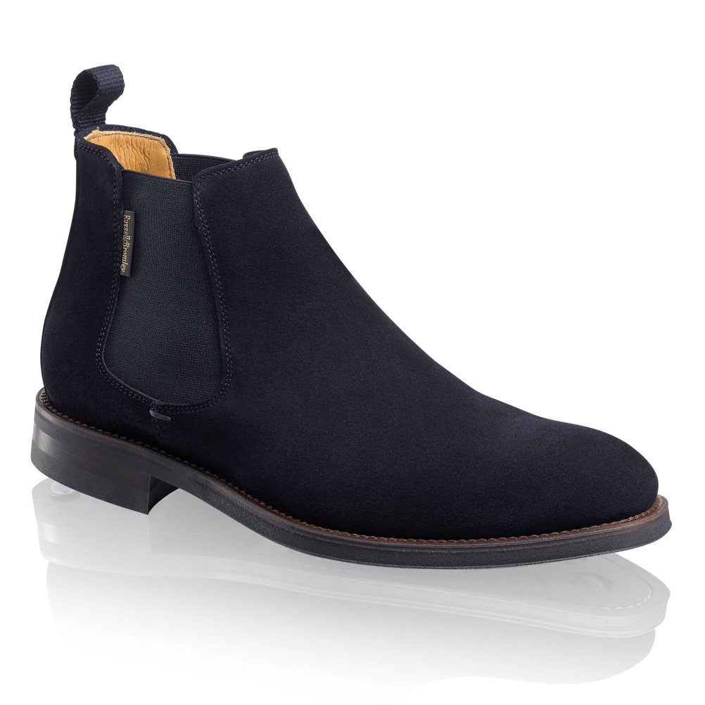 Navy Russell And Bromley Burlington Men's Chelsea Boots | CA-3905K