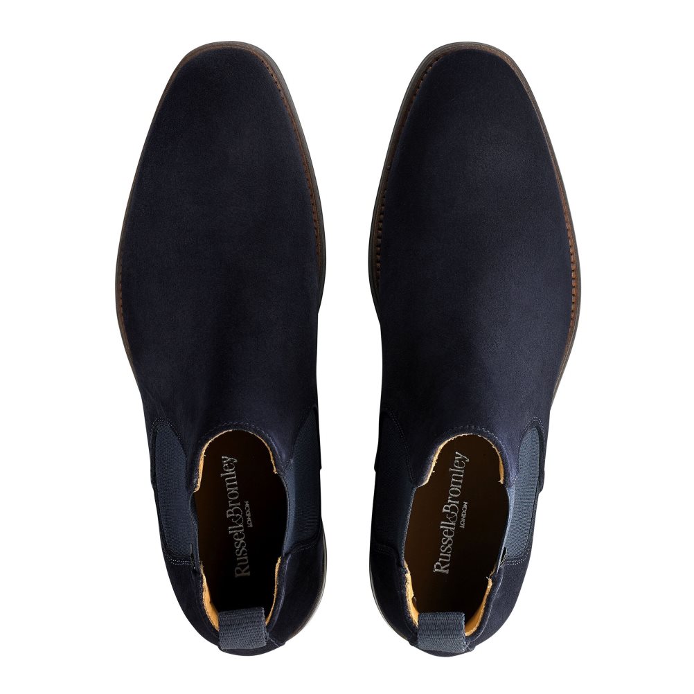 Navy Russell And Bromley Burlington Men's Chelsea Boots | CA-3905K