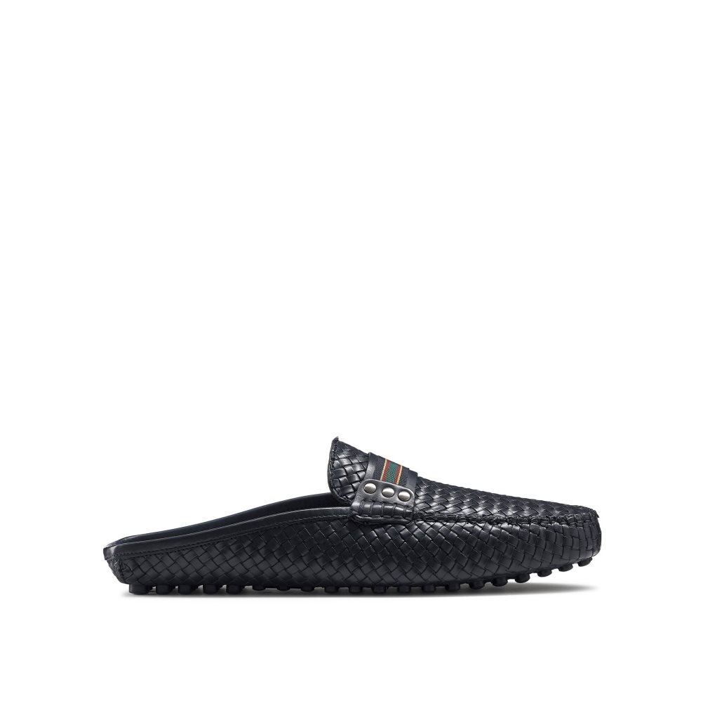 Navy Russell And Bromley Cabriolet Backless Men\'s Loafers | CA-3096S