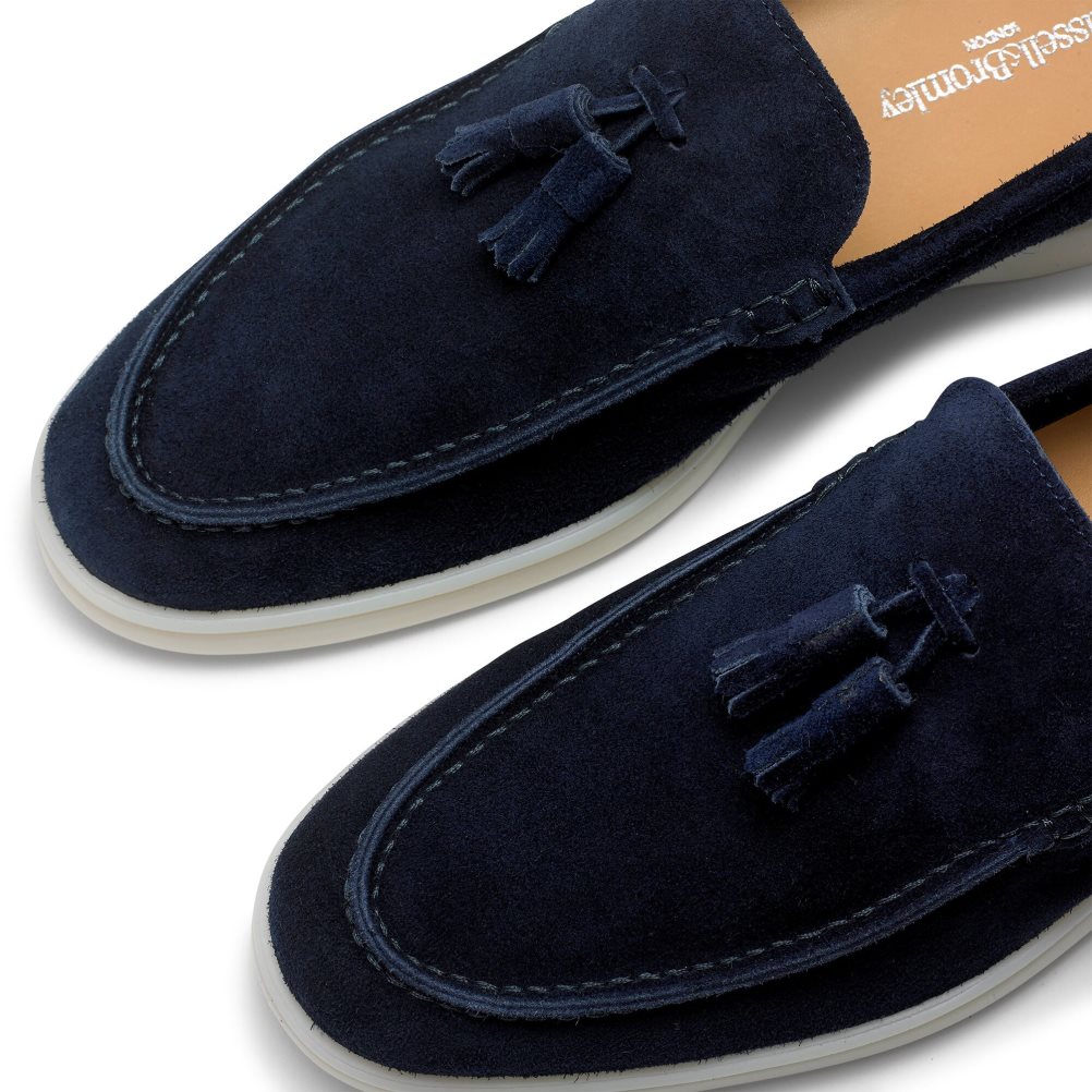 Navy Russell And Bromley Cambria Tassel Men's Loafers | CA-9437H