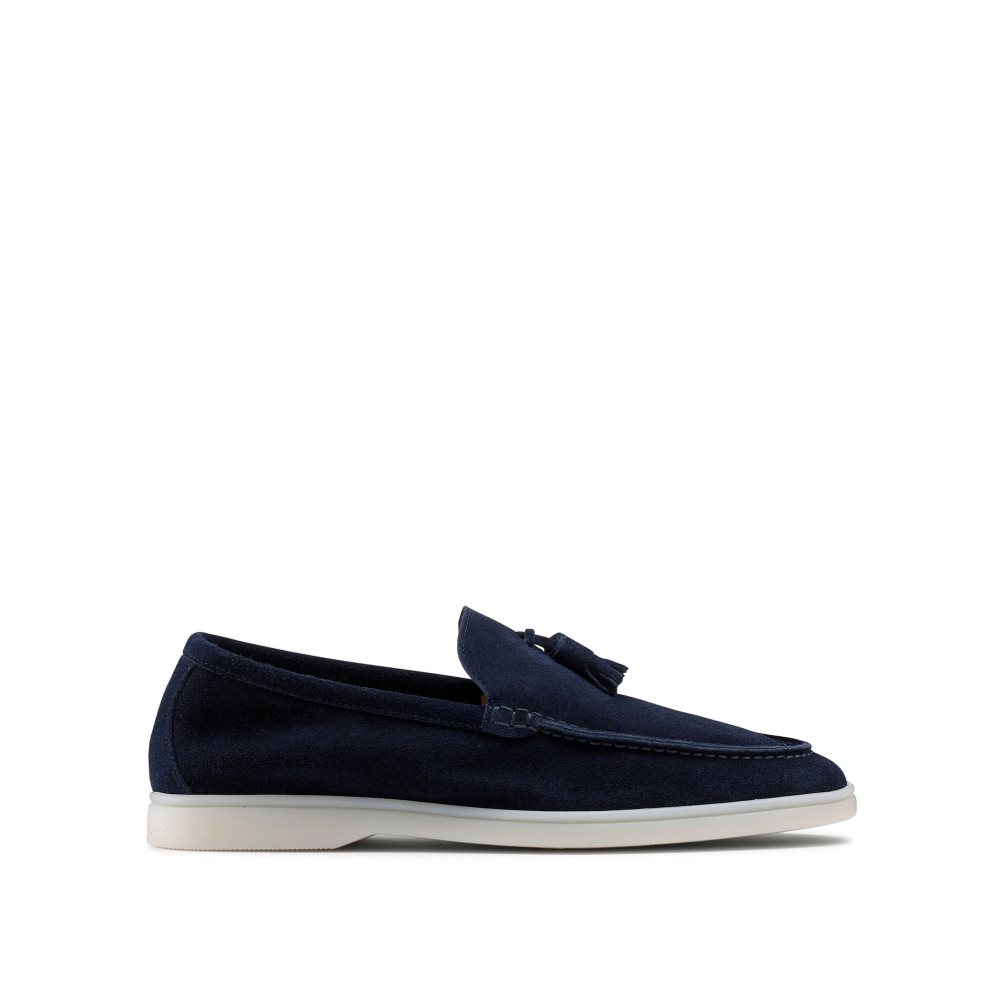 Navy Russell And Bromley Cambria Tassel Men\'s Loafers | CA-9437H