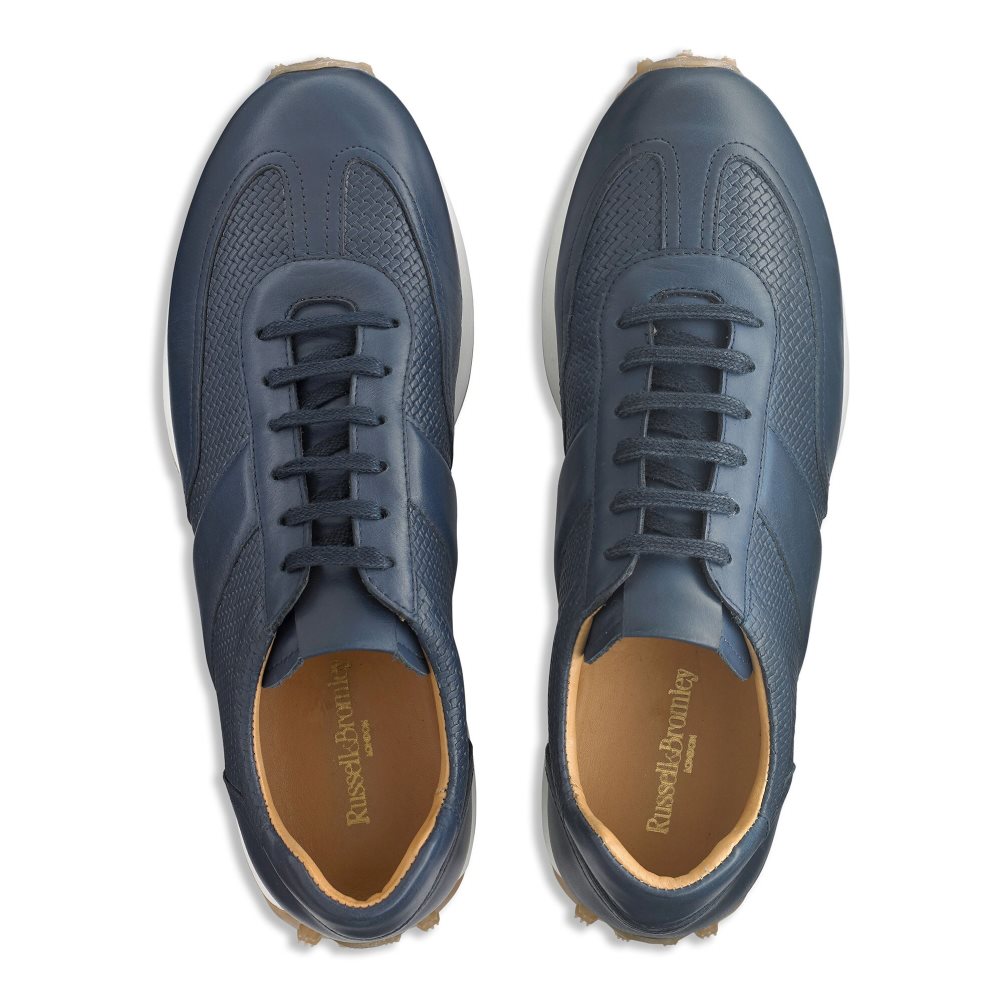 Navy Russell And Bromley Candidate Oxford Lace Runner Men's Sneakers | CA-2491Z