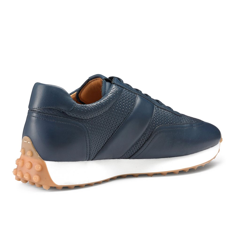 Navy Russell And Bromley Candidate Oxford Lace Runner Men's Sneakers | CA-2491Z