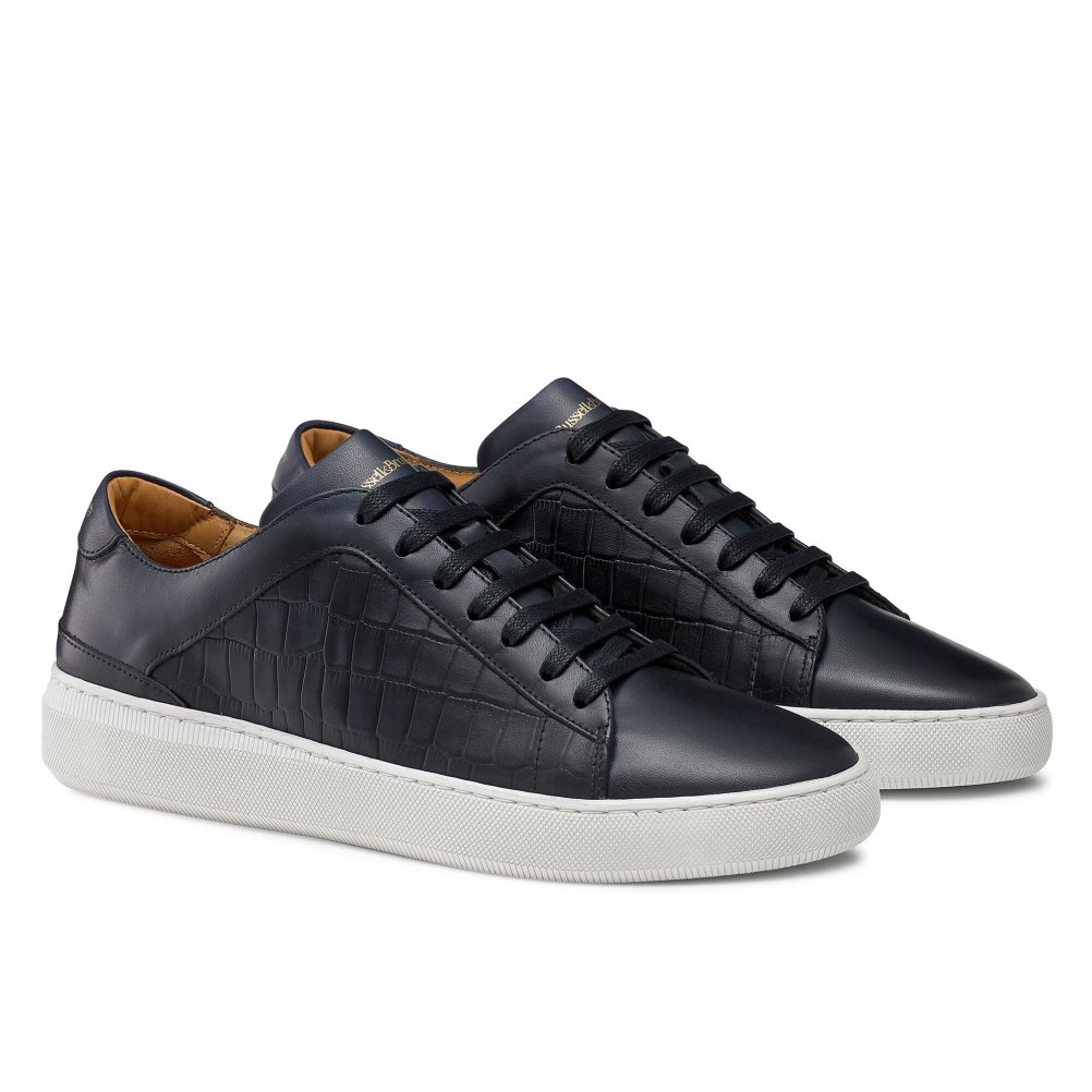 Navy Russell And Bromley Clear Run Lace-up Men's Sneakers | CA-8216A