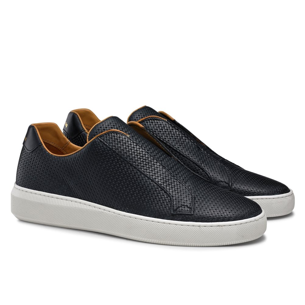 Navy Russell And Bromley Clearway M Laceless Men's Sneakers | CA-8249E