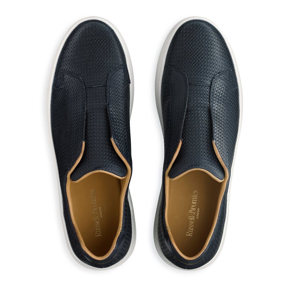 Navy Russell And Bromley Clearway M Laceless Men's Sneakers | CA-8249E
