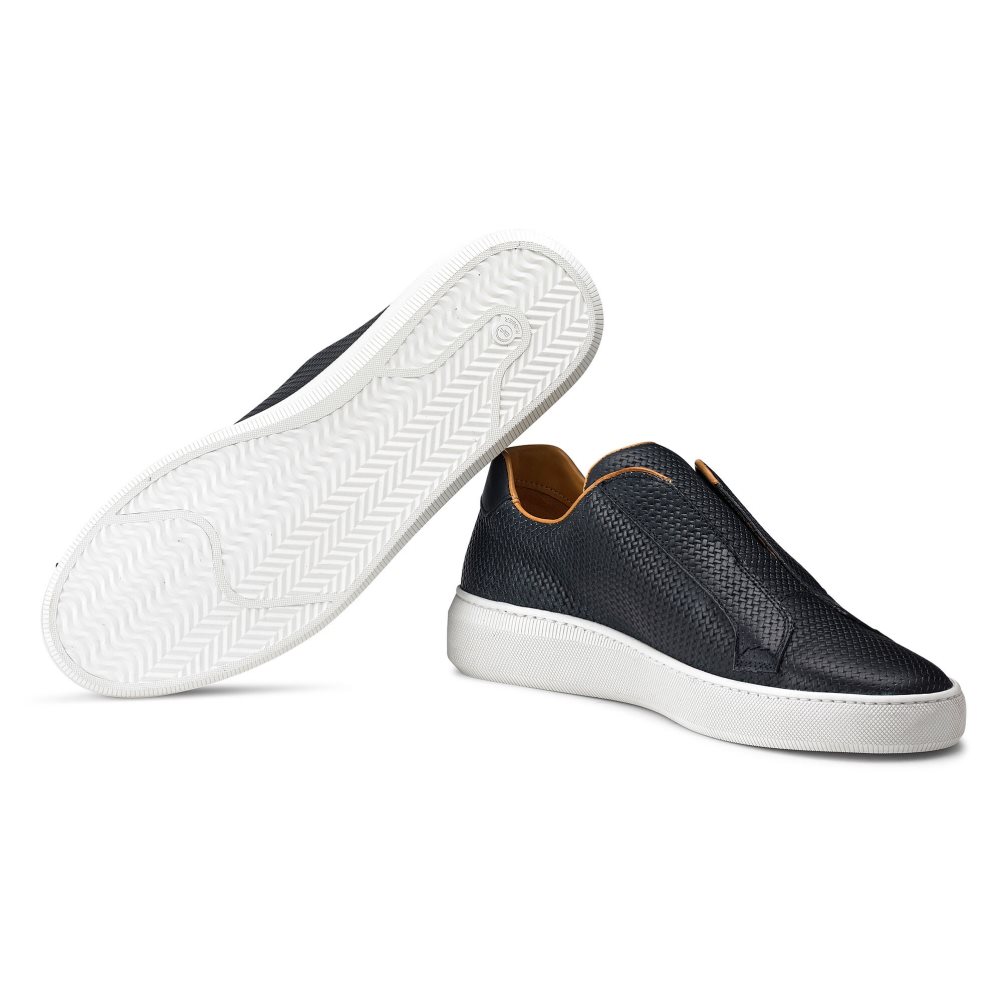 Navy Russell And Bromley Clearway M Laceless Men's Sneakers | CA-8249E