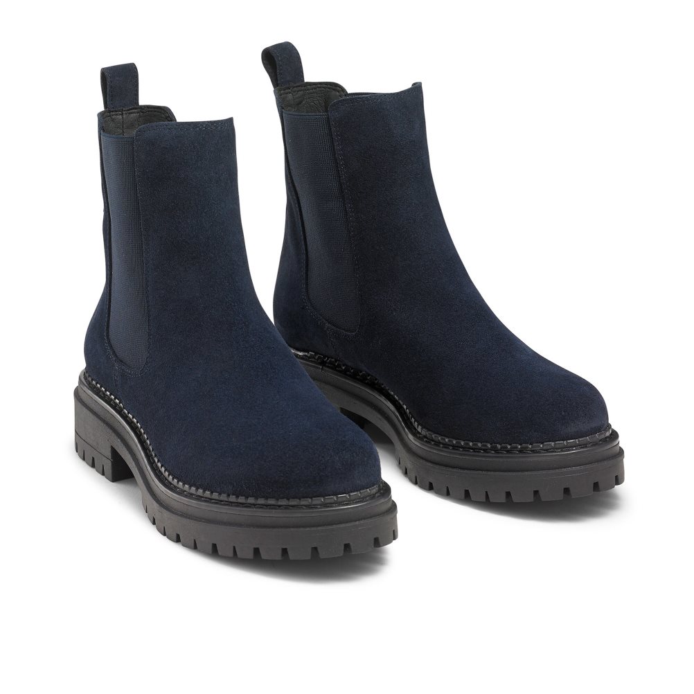 Navy Russell And Bromley Company Combat Women's Chelsea Boots | CA-6319I
