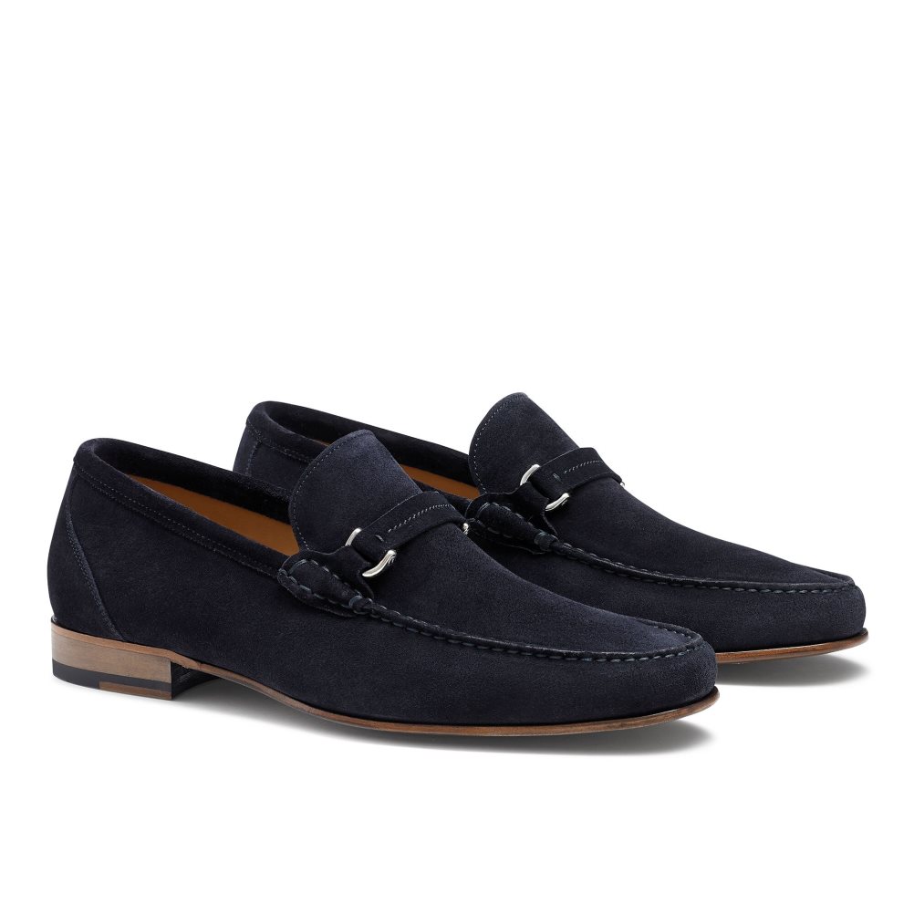 Navy Russell And Bromley Elite Slip On Men's Moccasins | CA-7981T