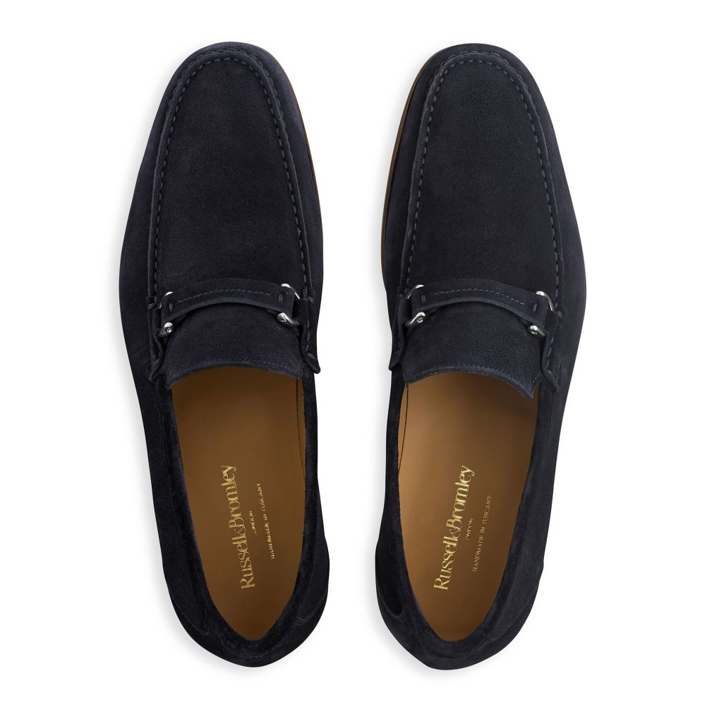 Navy Russell And Bromley Elite Slip On Men's Moccasins | CA-7981T