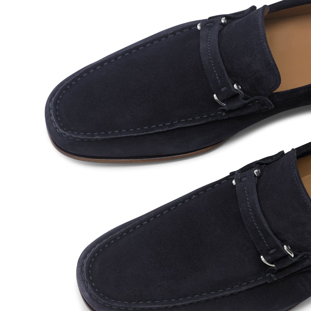 Navy Russell And Bromley Elite Slip On Men's Moccasins | CA-7981T