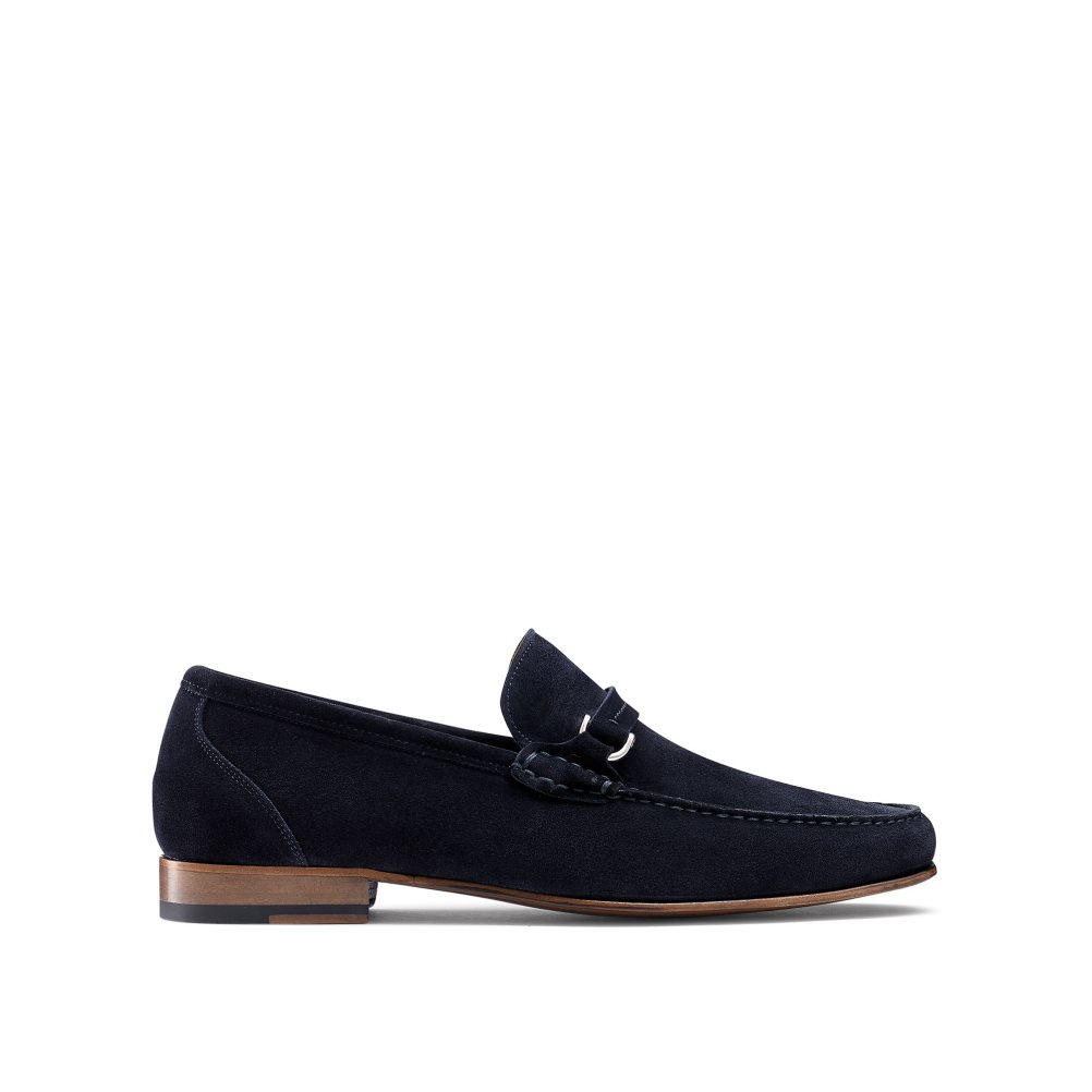 Navy Russell And Bromley Elite Slip On Men\'s Moccasins | CA-7981T
