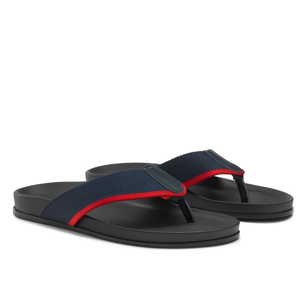 Navy Russell And Bromley Fab Men's Toe-Post Sandals | CA-8374M