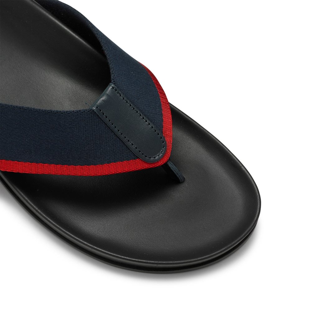 Navy Russell And Bromley Fab Men's Toe-Post Sandals | CA-8374M