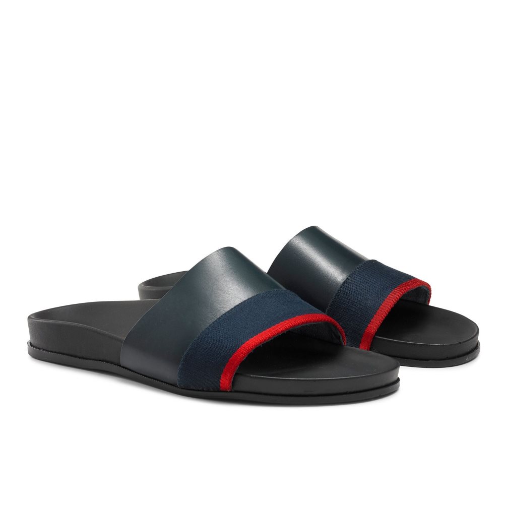 Navy Russell And Bromley Fab Slip Men's Slides | CA-1763P