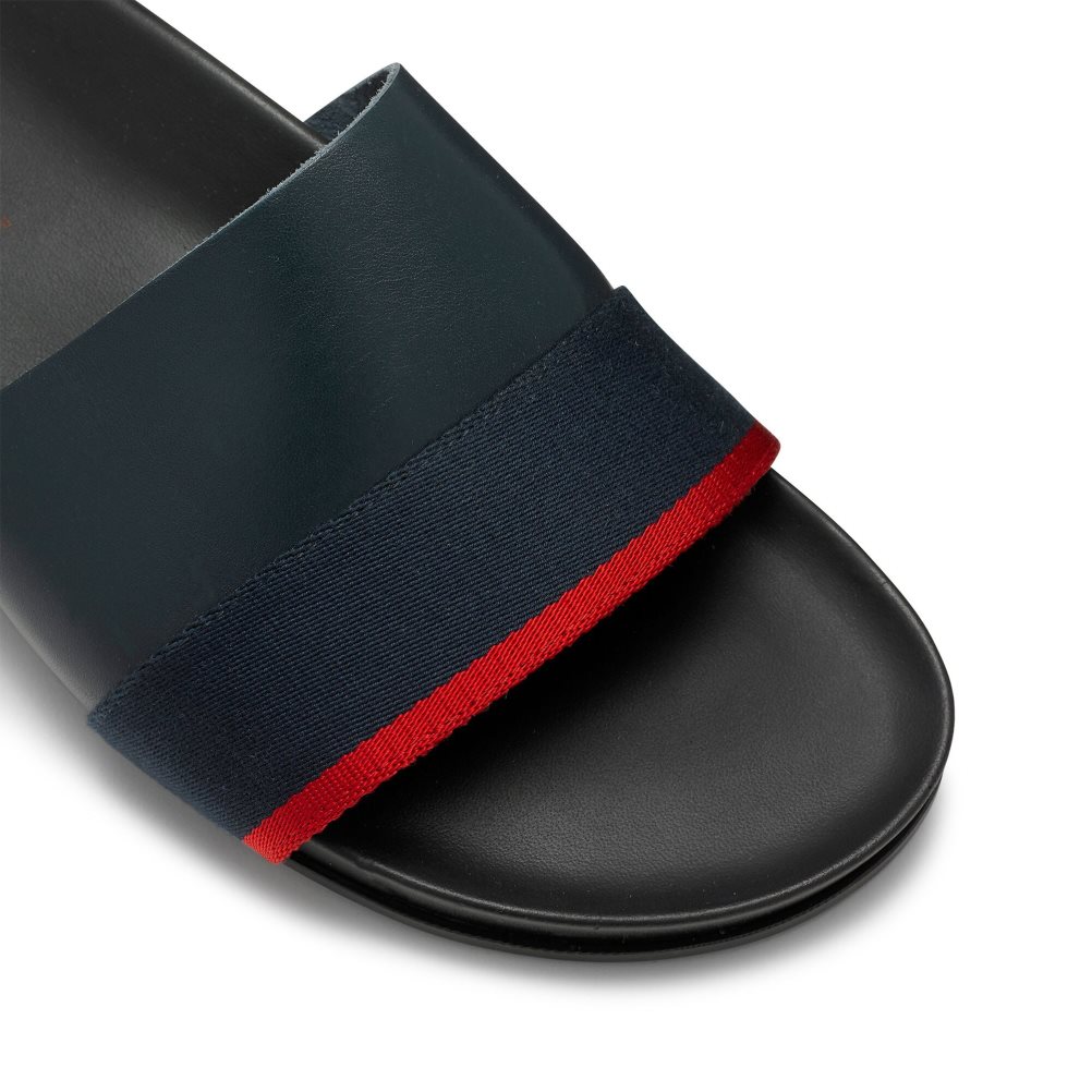 Navy Russell And Bromley Fab Slip Men's Slides | CA-1763P