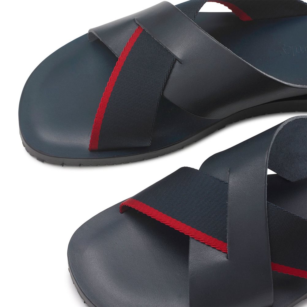 Navy Russell And Bromley Fab Slip-on Men's Slide Sandals | CA-2458W