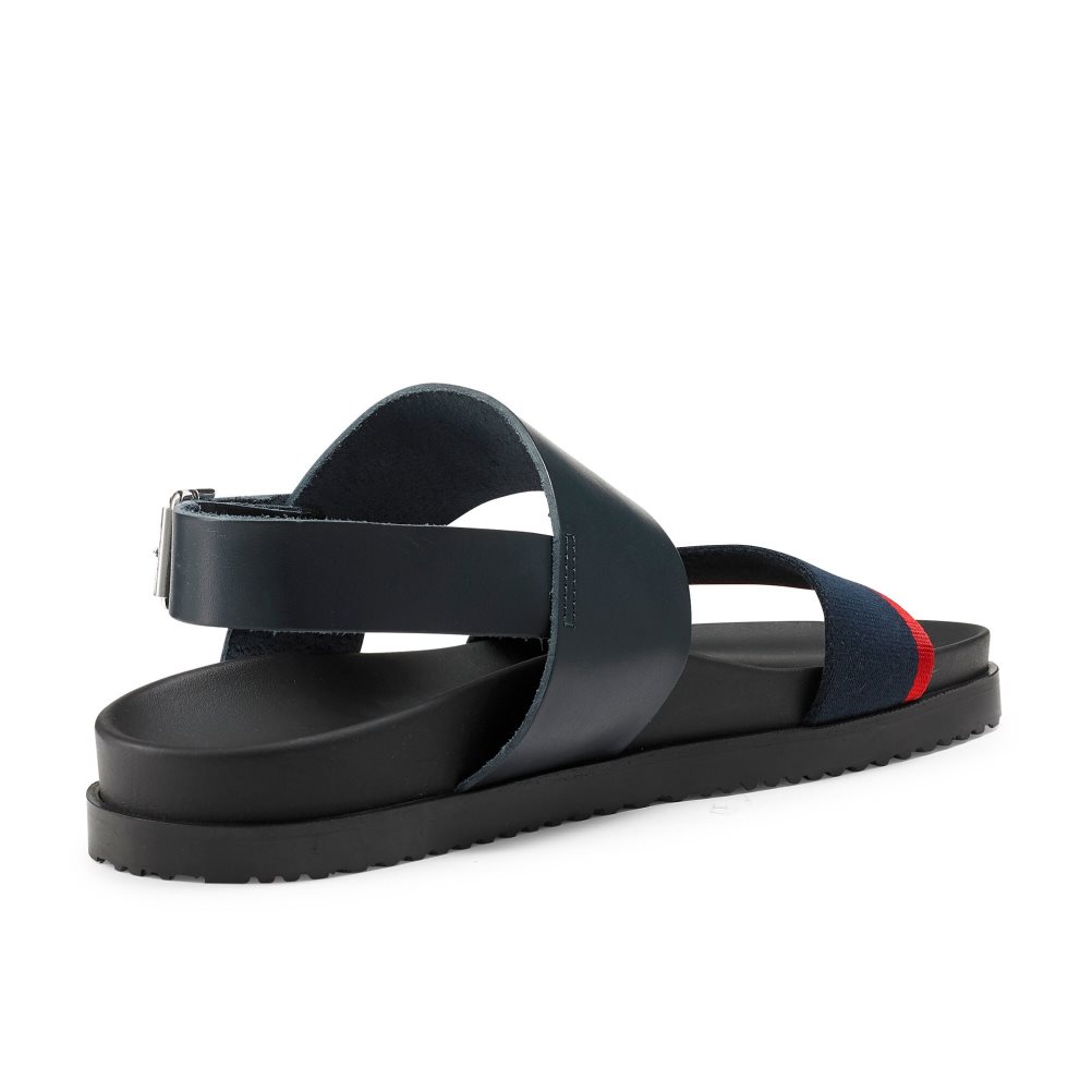 Navy Russell And Bromley Fab Track Men's Back-Strap Sandals | CA-2169E