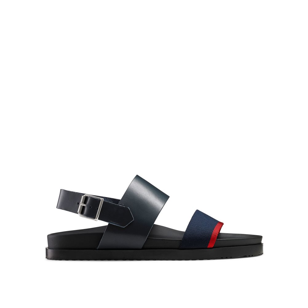 Navy Russell And Bromley Fab Track Men\'s Back-Strap Sandals | CA-2169E