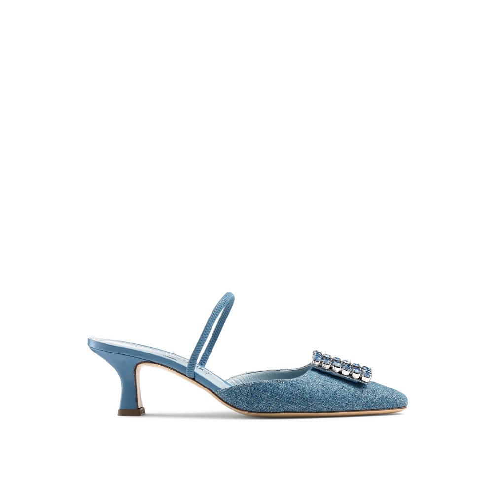 Navy Russell And Bromley Fairytale Slingback Gem Kitten Women\'s Heels Sandals | CA-4716F
