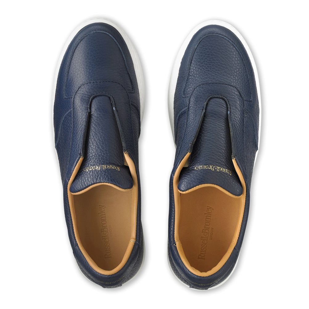 Navy Russell And Bromley Fifth Ave Laceless Women's Platform Shoes | CA-2156Y