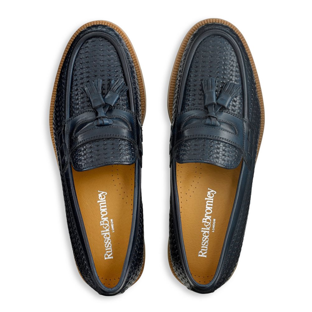 Navy Russell And Bromley Keeble 4 Tassel College Men's Formal Shoes | CA-1952C