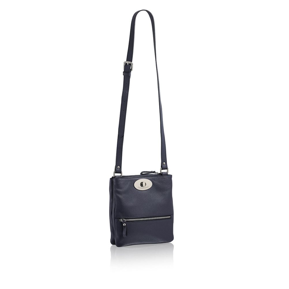 Navy Russell And Bromley Lincoln Turnlock Women's Crossbody Bags | CA-5693L